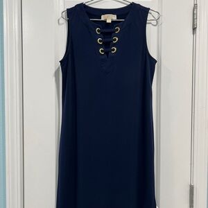 Michael Kors Navy Dress with Gold Eyelets